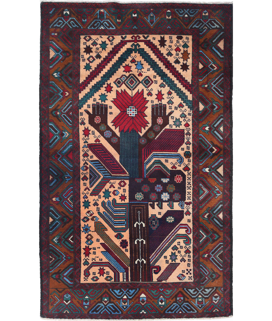 Baluch 2'11'' X 4'10'' Hand-Knotted Wool Rug 2'11'' x 4'10'' (88 X 145) / Red / N/A