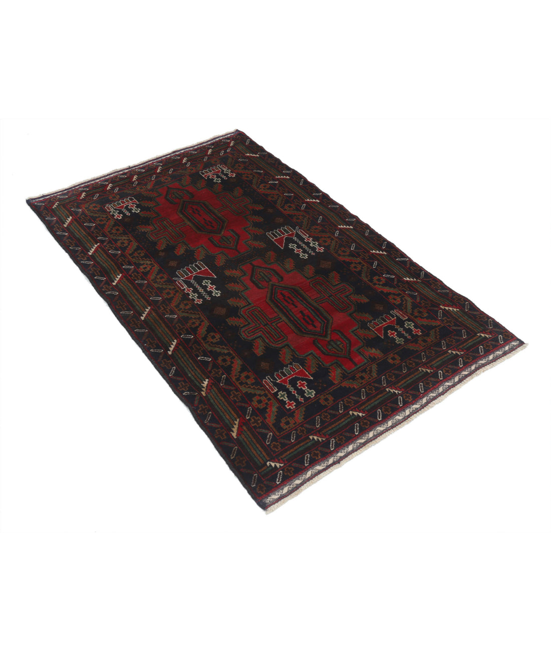 Baluch 3'1'' X 4'8'' Hand-Knotted Wool Rug 3'1'' x 4'8'' (93 X 140) / Red / N/A