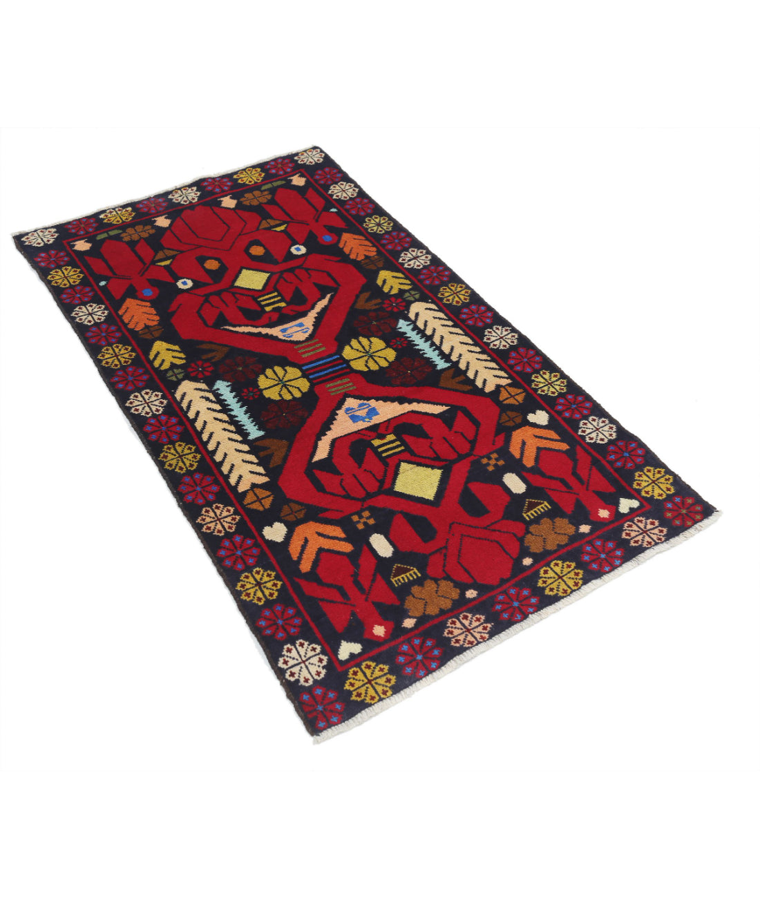 Baluch 2'9'' X 4'7'' Hand-Knotted Wool Rug 2'9'' x 4'7'' (83 X 138) / Red / N/A