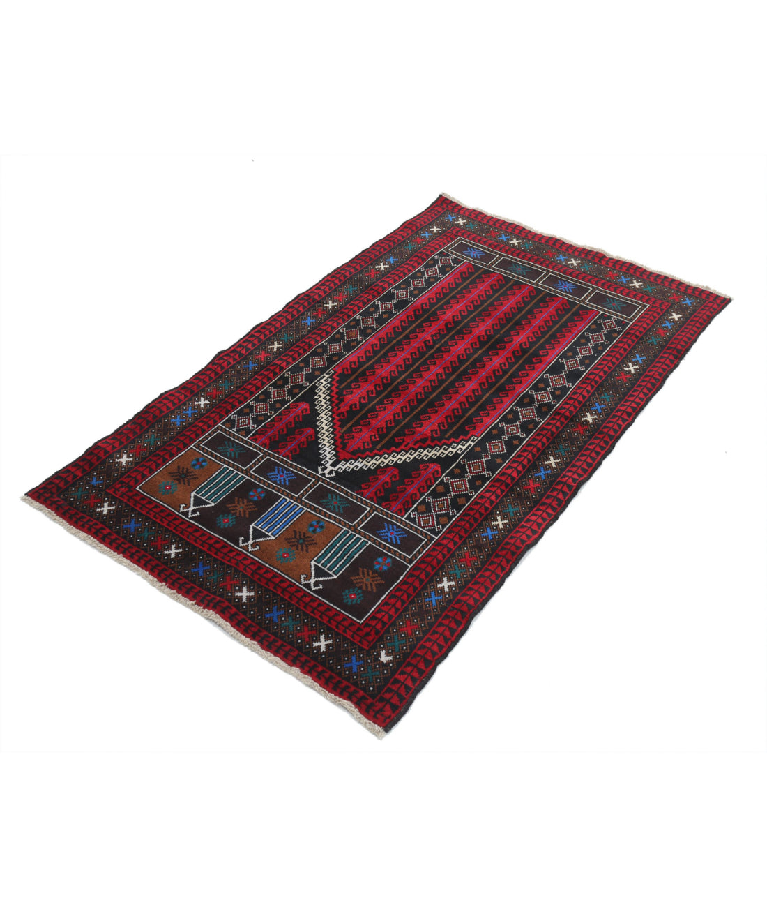 Baluch 3'0'' X 4'10'' Hand-Knotted Wool Rug 3'0'' x 4'10'' (90 X 145) / Red / N/A