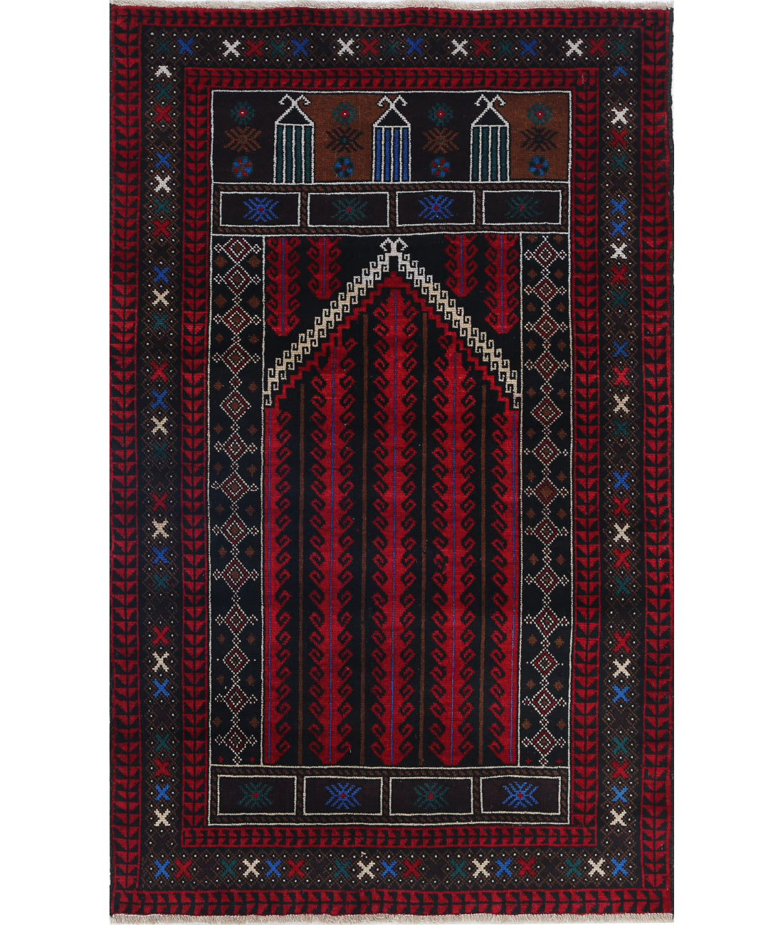 Baluch 3'0'' X 4'10'' Hand-Knotted Wool Rug 3'0'' x 4'10'' (90 X 145) / Red / N/A