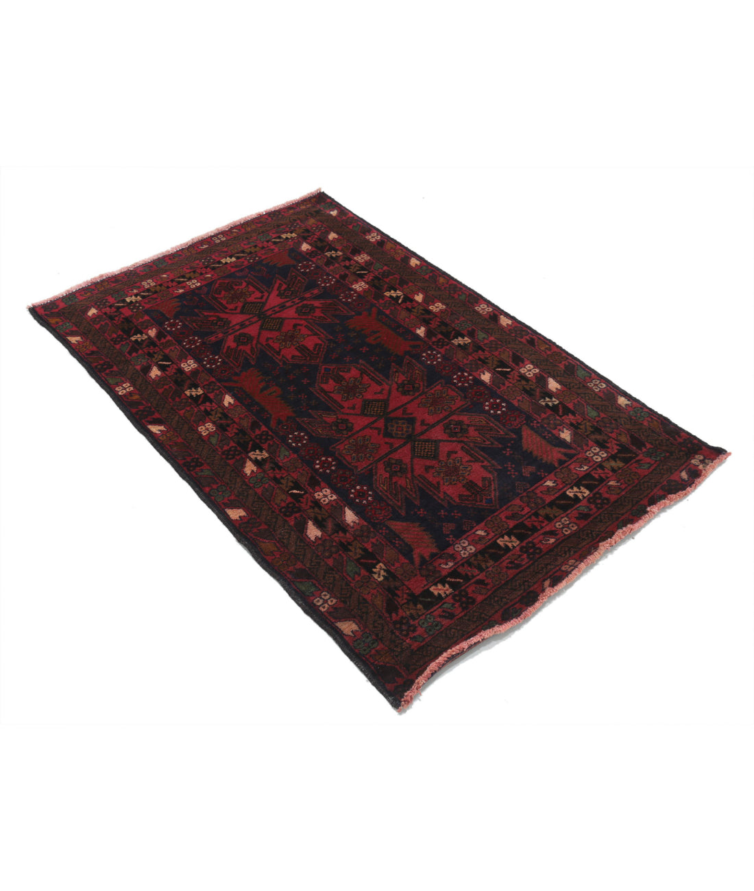 Baluch 3'0'' X 4'9'' Hand-Knotted Wool Rug 3'0'' x 4'9'' (90 X 143) / Red / N/A