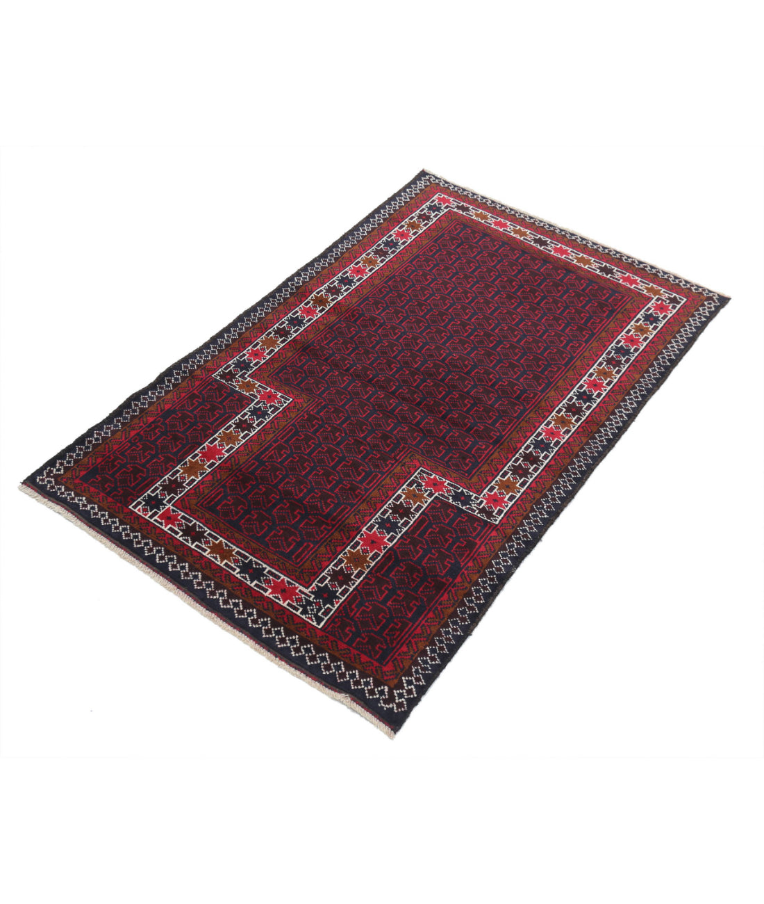 Baluch 2'10'' X 4'4'' Hand-Knotted Wool Rug 2'10'' x 4'4'' (85 X 130) / Red / N/A