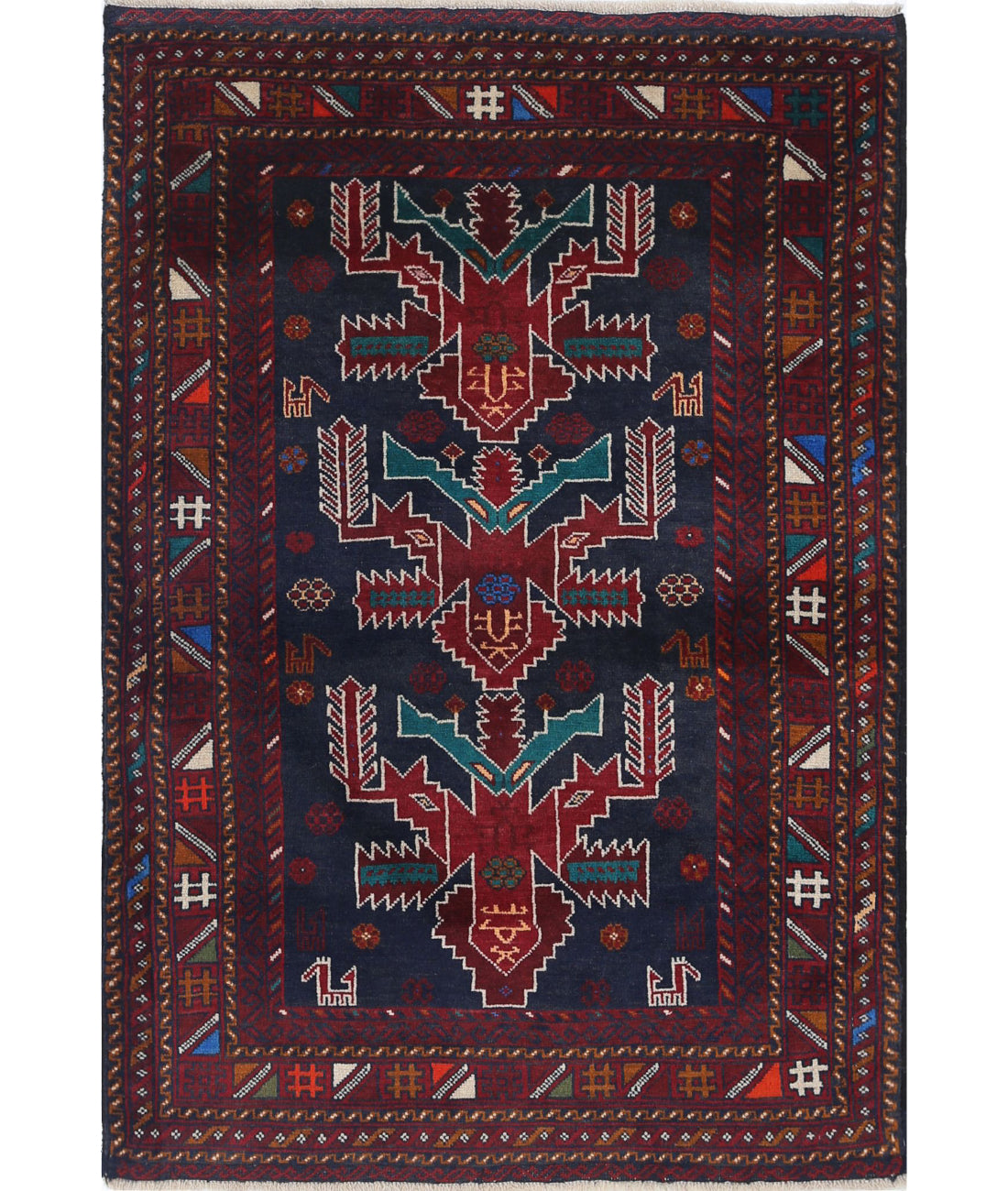 Baluch 2'10'' X 4'0'' Hand-Knotted Wool Rug 2'10'' x 4'0'' (85 X 120) / Red / N/A