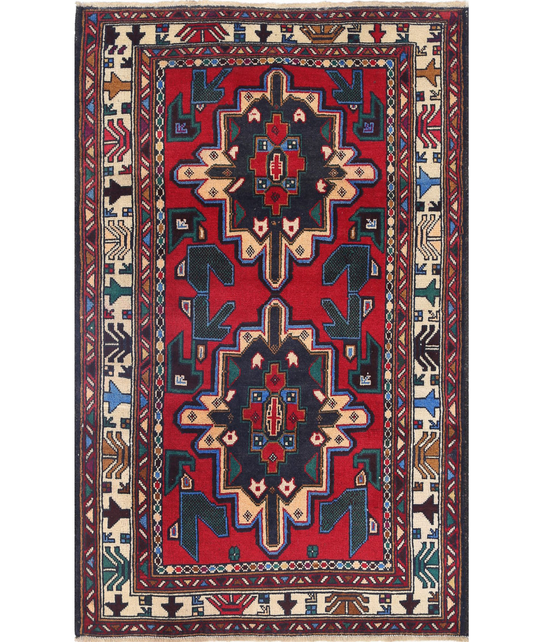 Baluch 2'11'' X 4'9'' Hand-Knotted Wool Rug 2'11'' x 4'9'' (88 X 143) / Red / N/A