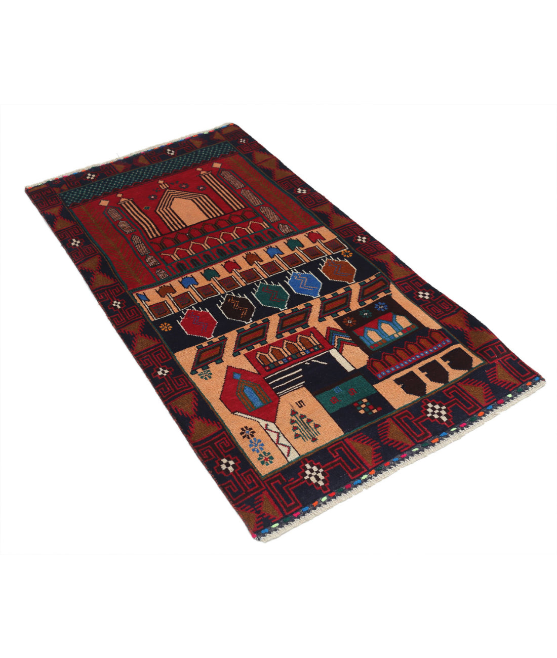 Baluch 2'9'' X 4'11'' Hand-Knotted Wool Rug 2'9'' x 4'11'' (83 X 148) / Red / N/A