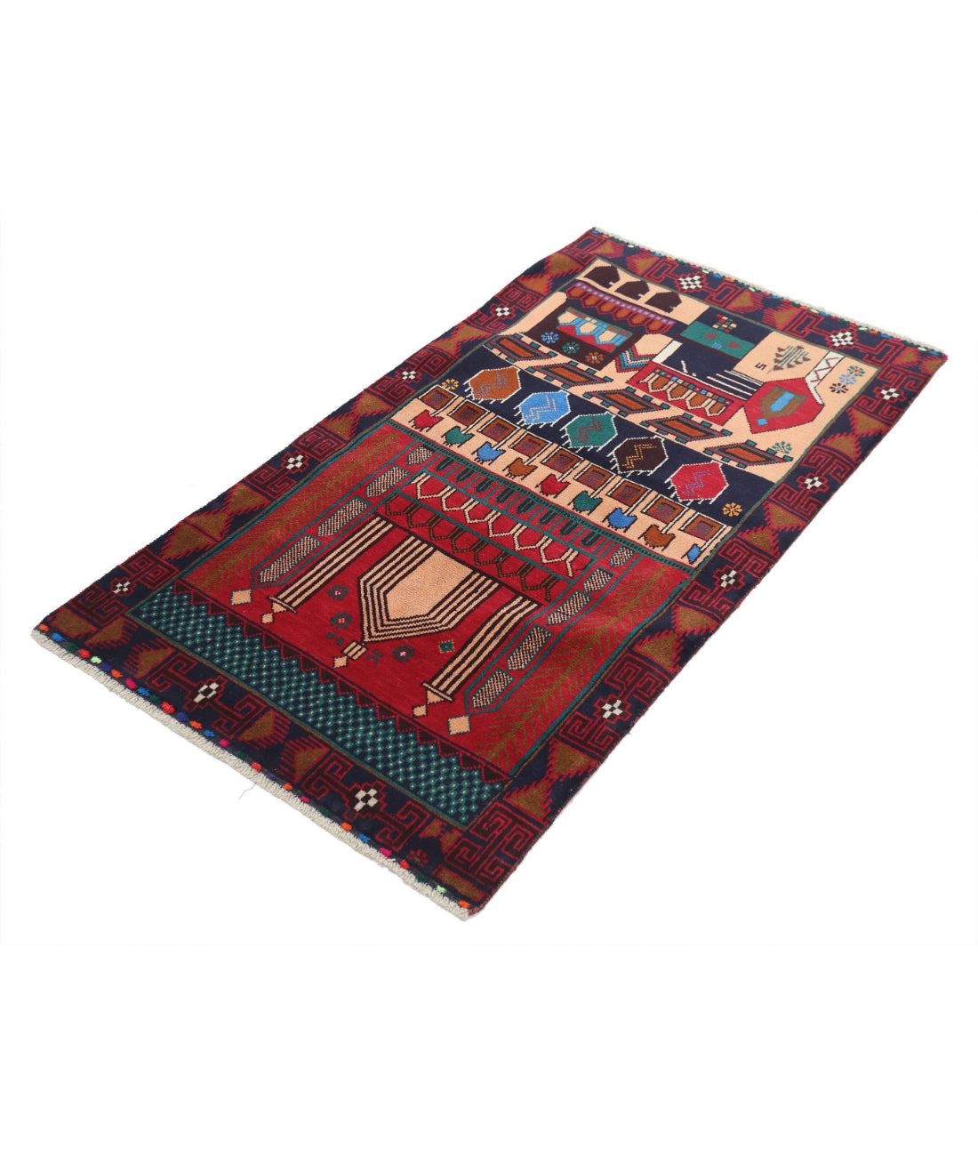 Baluch 2'9'' X 4'11'' Hand-Knotted Wool Rug 2'9'' x 4'11'' (83 X 148) / Red / N/A