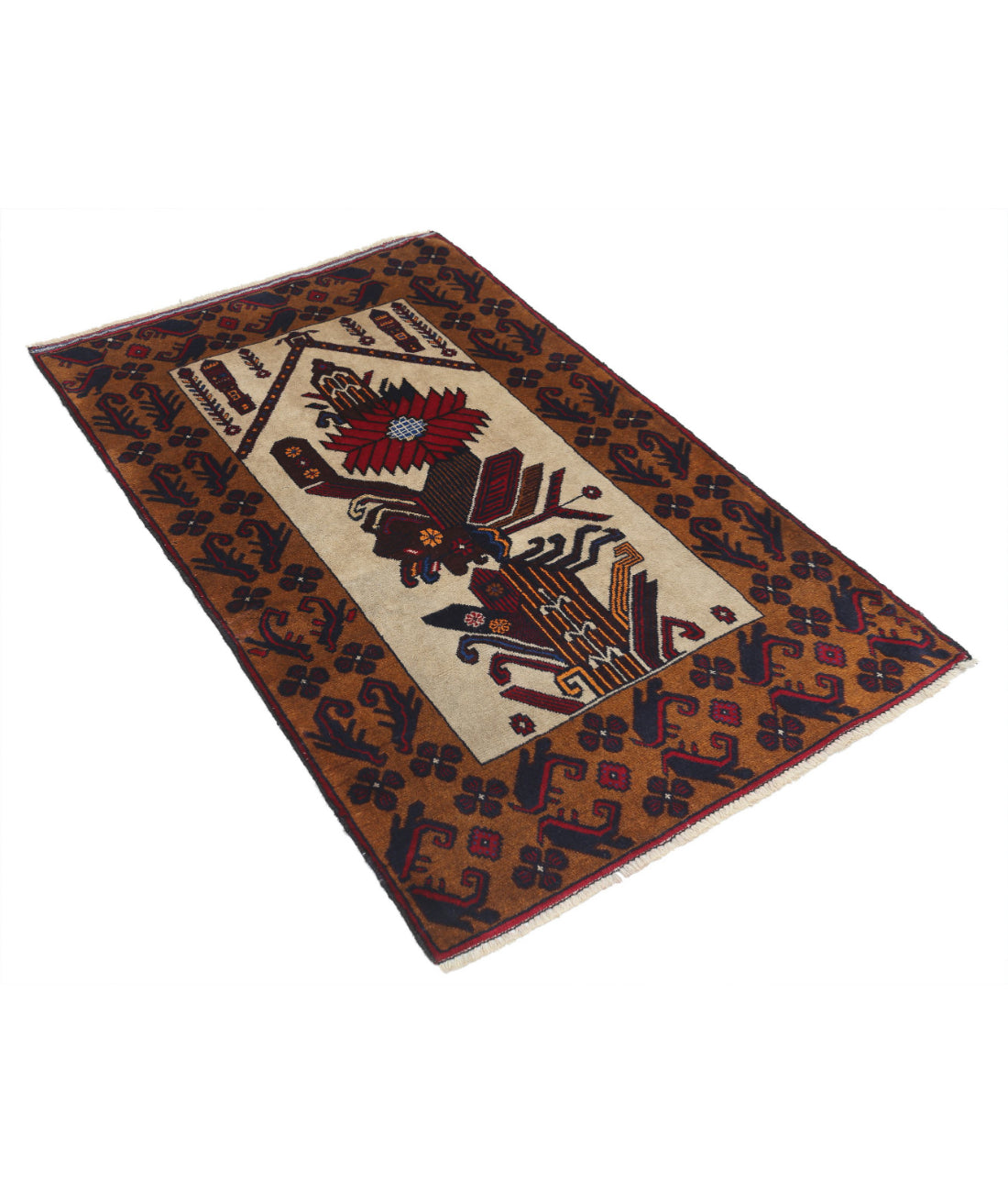 Baluch 3'0'' X 4'9'' Hand-Knotted Wool Rug 3'0'' x 4'9'' (90 X 143) / Red / N/A