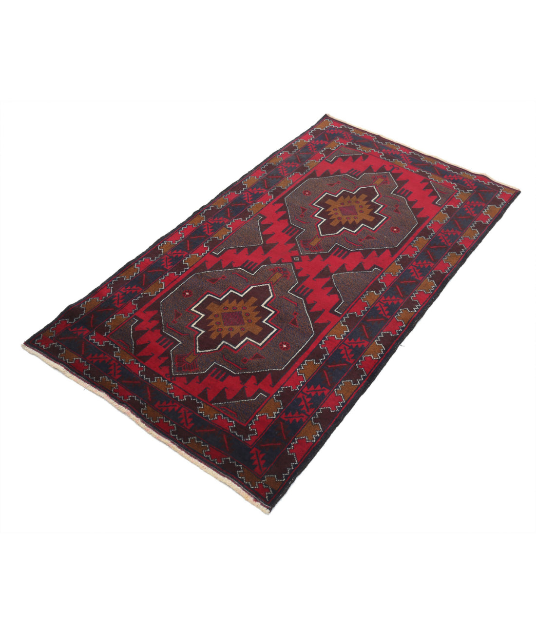 Baluch 2'1'' X 5'1'' Hand-Knotted Wool Rug 2'1'' x 5'1'' (63 X 153) / Red / N/A