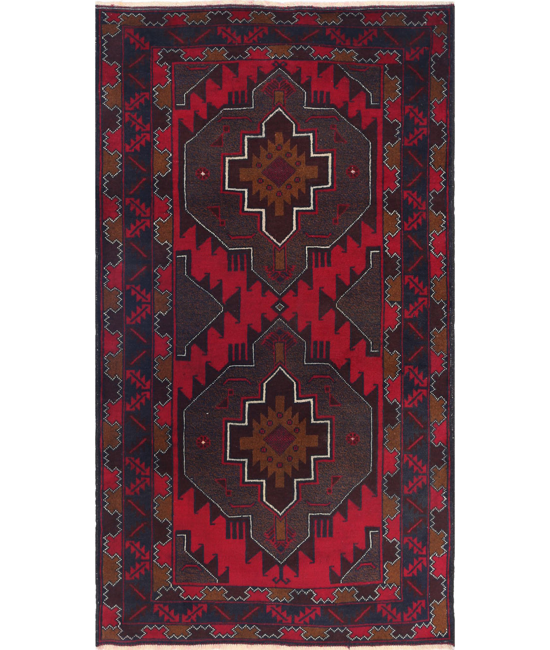 Baluch 2'1'' X 5'1'' Hand-Knotted Wool Rug 2'1'' x 5'1'' (63 X 153) / Red / N/A