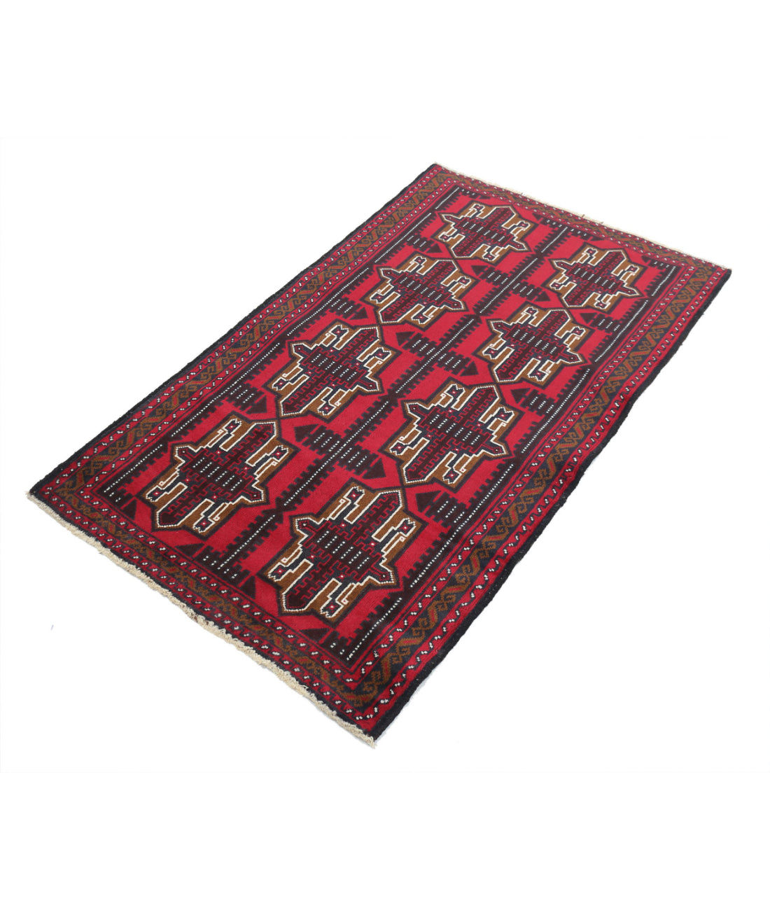 Baluch 2'10'' X 4'10'' Hand-Knotted Wool Rug 2'10'' x 4'10'' (85 X 145) / Red / N/A