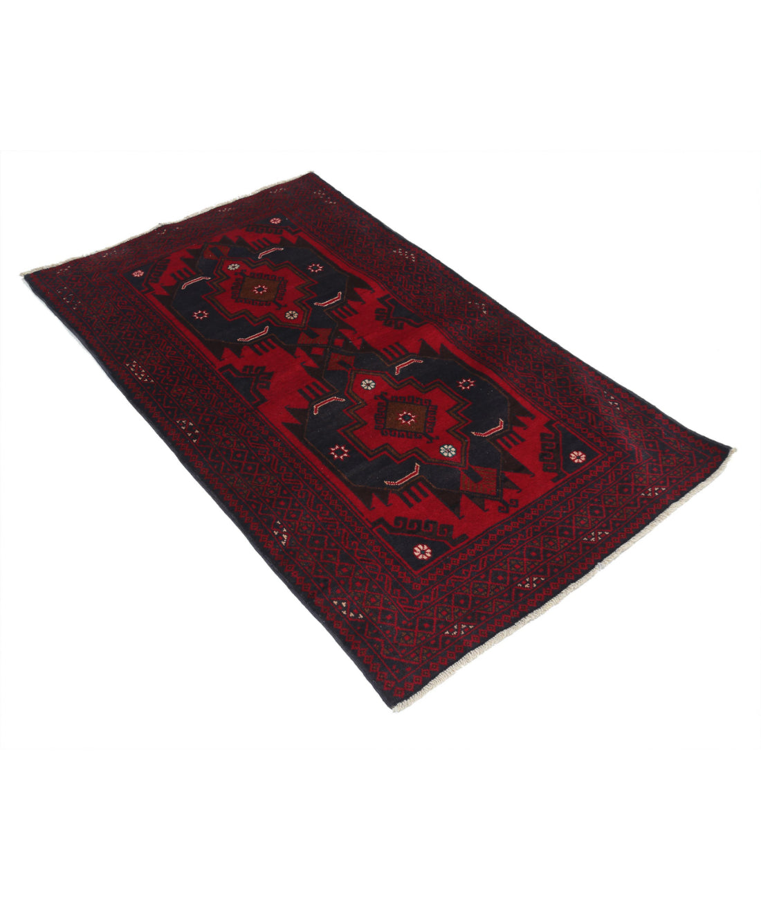 Baluch 3'0'' X 4'11'' Hand-Knotted Wool Rug 3'0'' x 4'11'' (90 X 148) / Red / N/A