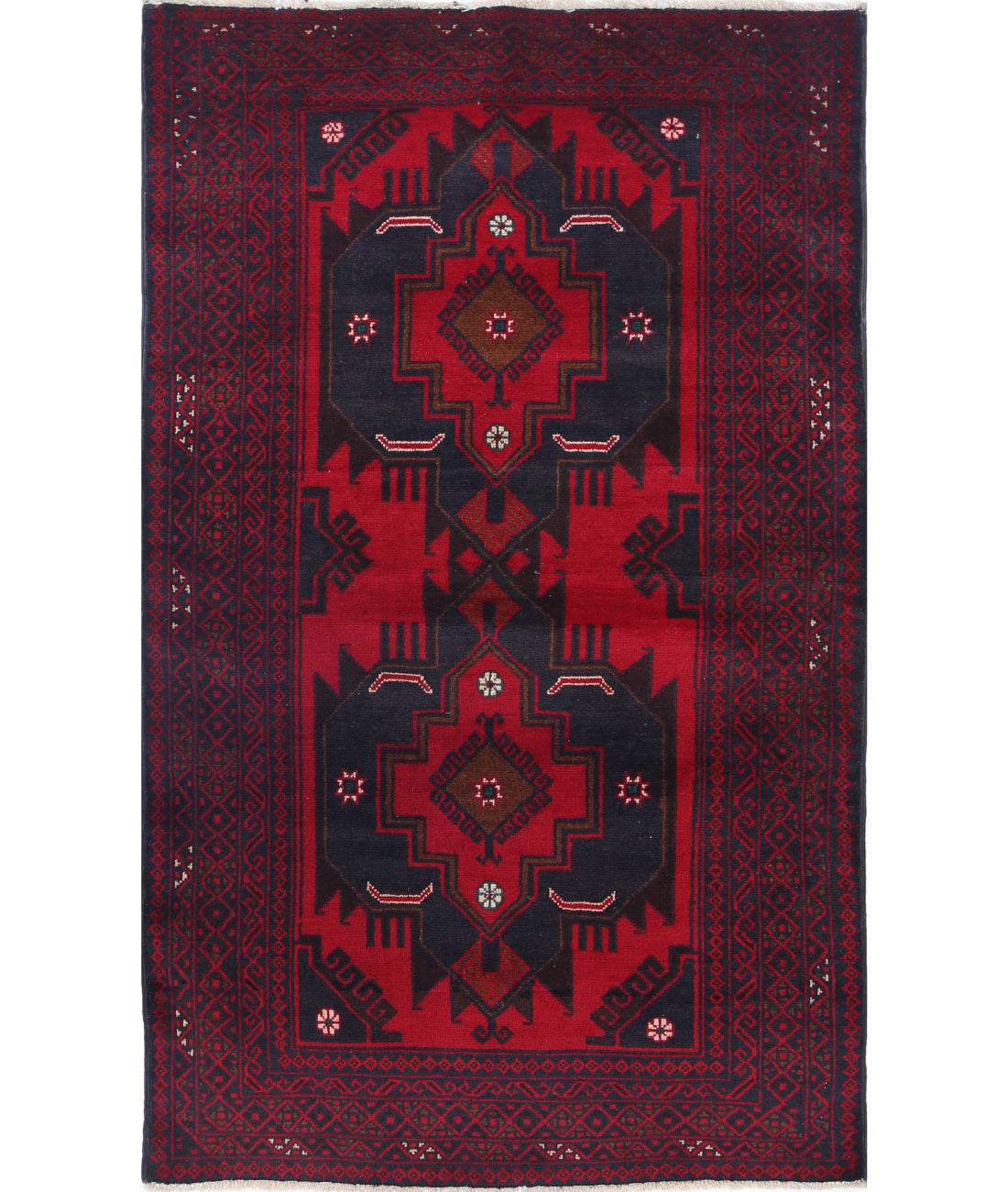 Baluch 3'0'' X 4'11'' Hand-Knotted Wool Rug 3'0'' x 4'11'' (90 X 148) / Red / N/A