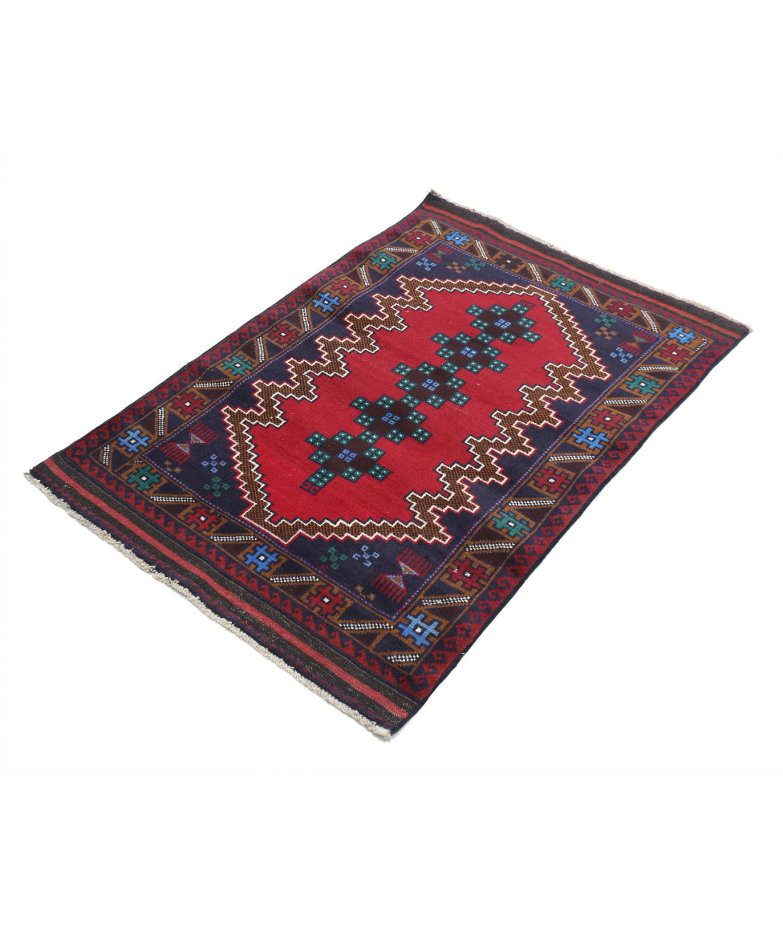 Baluch 3'0'' X 4'5'' Hand-Knotted Wool Rug 3'0'' x 4'5'' (90 X 133) / Red / N/A