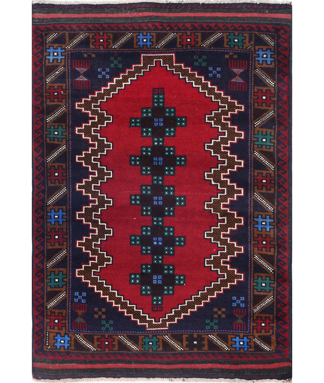 Baluch 3'0'' X 4'5'' Hand-Knotted Wool Rug 3'0'' x 4'5'' (90 X 133) / Red / N/A