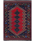 Baluch 3'0'' X 4'5'' Hand-Knotted Wool Rug 3'0'' x 4'5'' (90 X 133) / Red / N/A