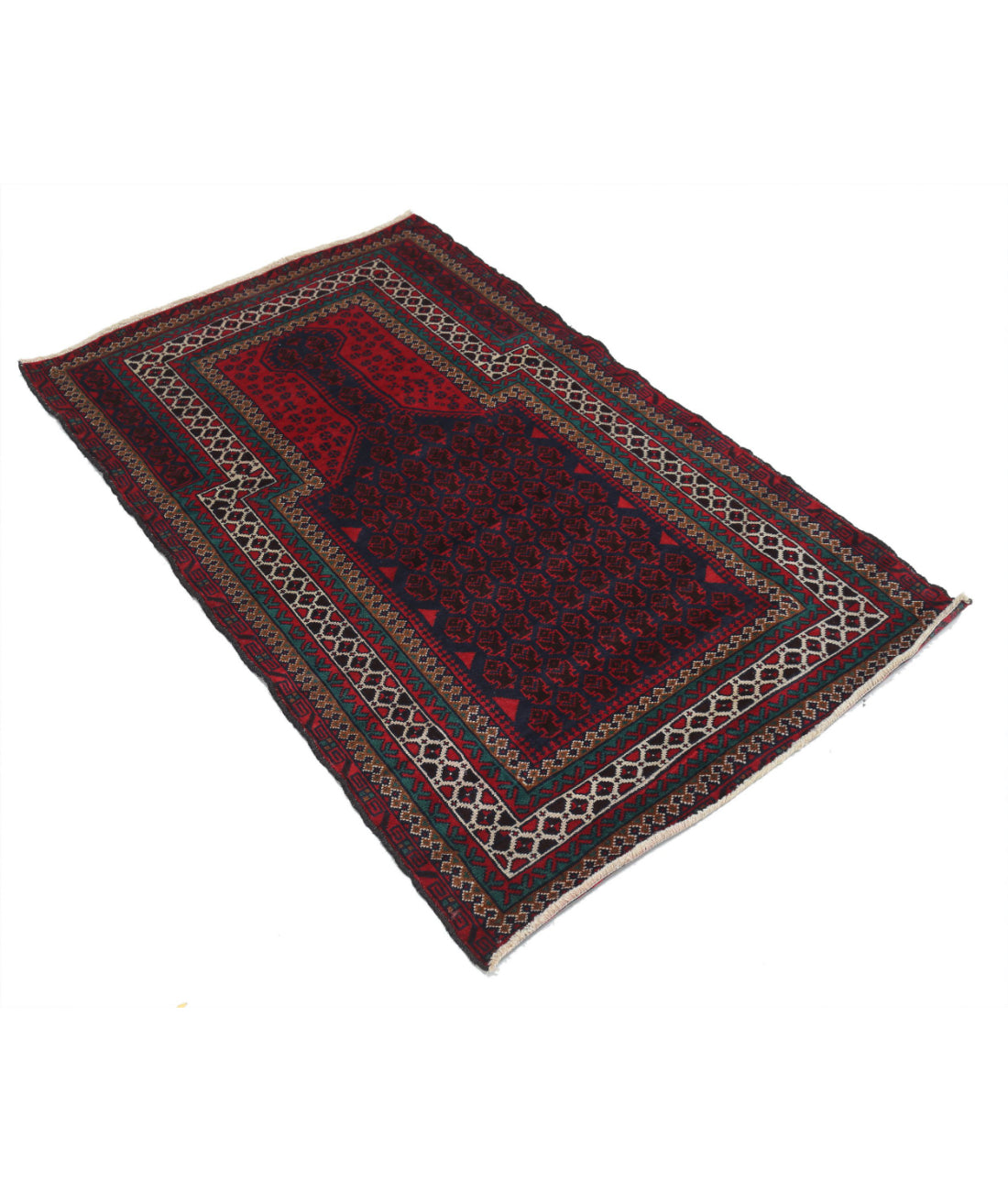 Baluch 3'2'' X 4'9'' Hand-Knotted Wool Rug 3'2'' x 4'9'' (95 X 143) / Red / N/A