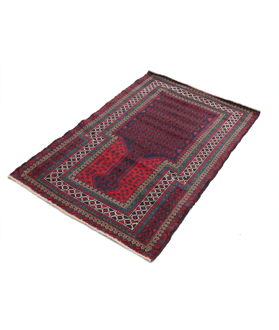 Baluch 3'2'' X 4'9'' Hand-Knotted Wool Rug 3'2'' x 4'9'' (95 X 143) / Red / N/A