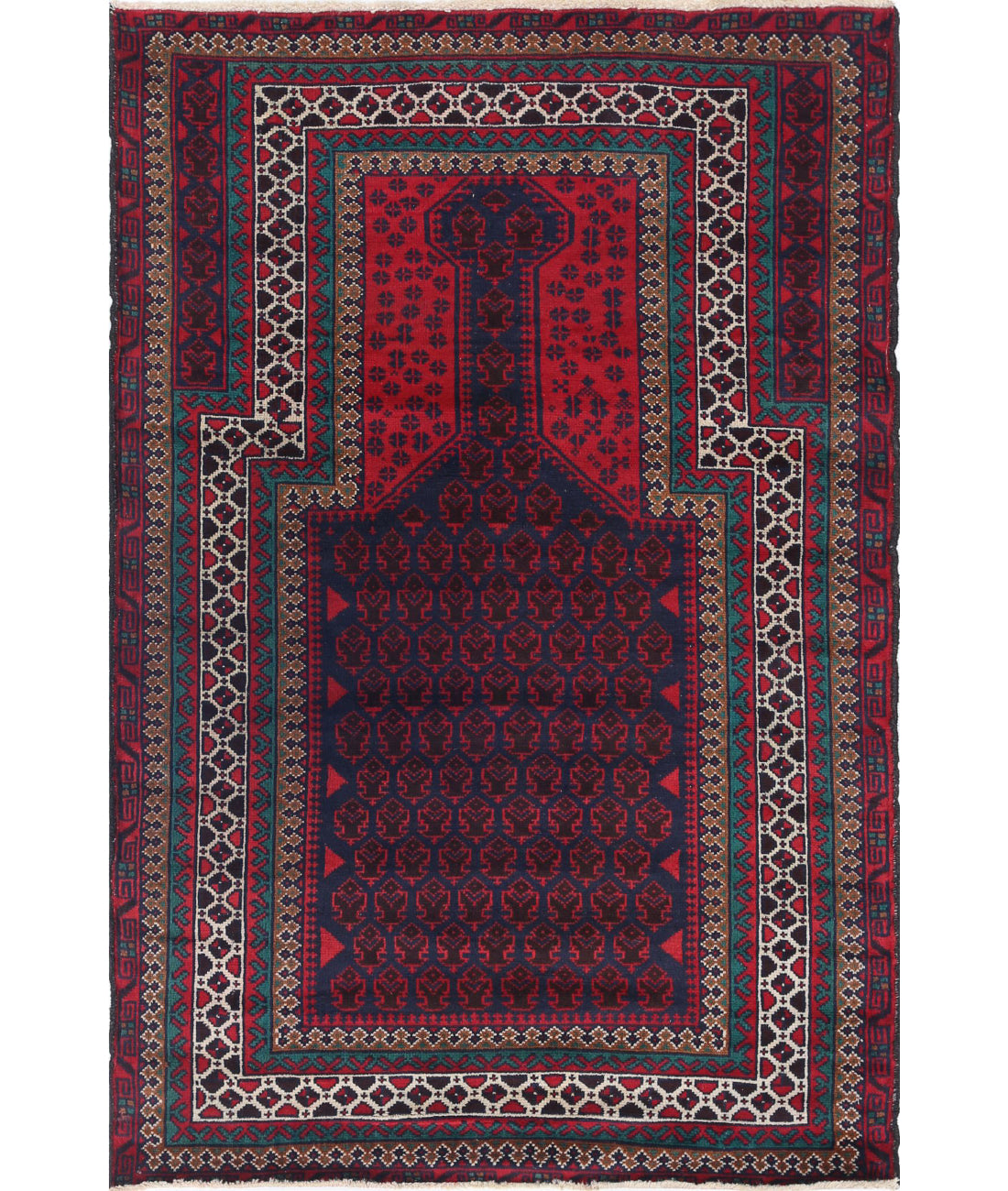 Baluch 3'2'' X 4'9'' Hand-Knotted Wool Rug 3'2'' x 4'9'' (95 X 143) / Red / N/A