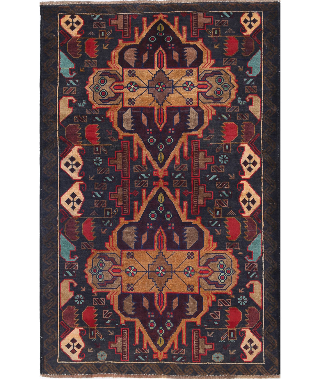 Baluch 3'2'' X 4'9'' Hand-Knotted Wool Rug 3'2'' x 4'9'' (95 X 143) / Red / N/A