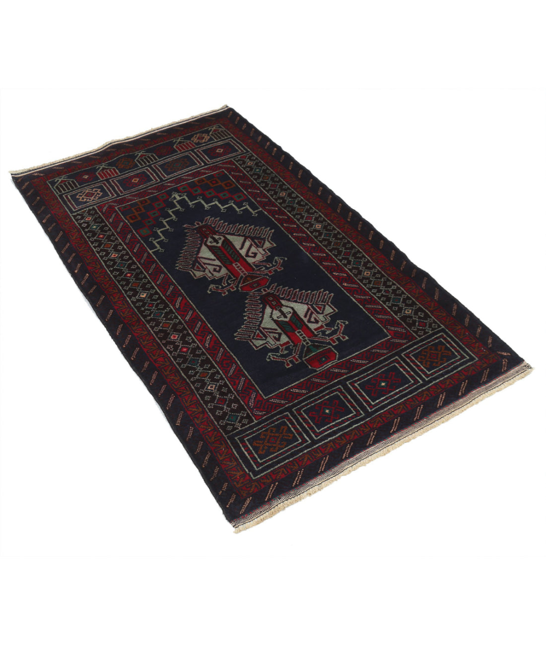 Baluch 2'10'' X 4'9'' Hand-Knotted Wool Rug 2'10'' x 4'9'' (85 X 143) / Red / N/A