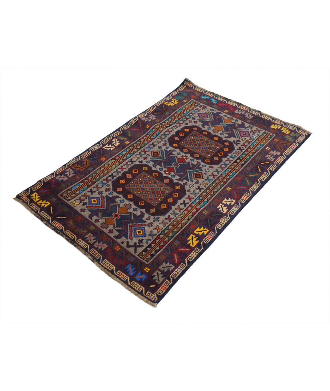 Baluch 3'0'' X 4'8'' Hand-Knotted Wool Rug 3'0'' x 4'8'' (90 X 140) / Red / N/A