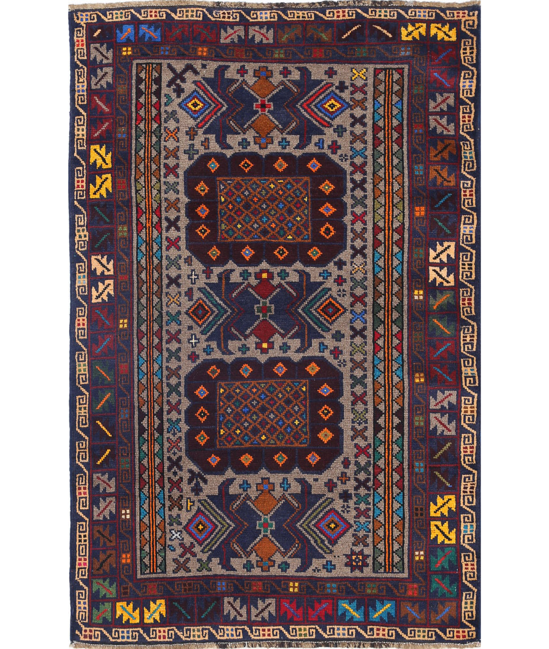 Baluch 3'0'' X 4'8'' Hand-Knotted Wool Rug 3'0'' x 4'8'' (90 X 140) / Red / N/A