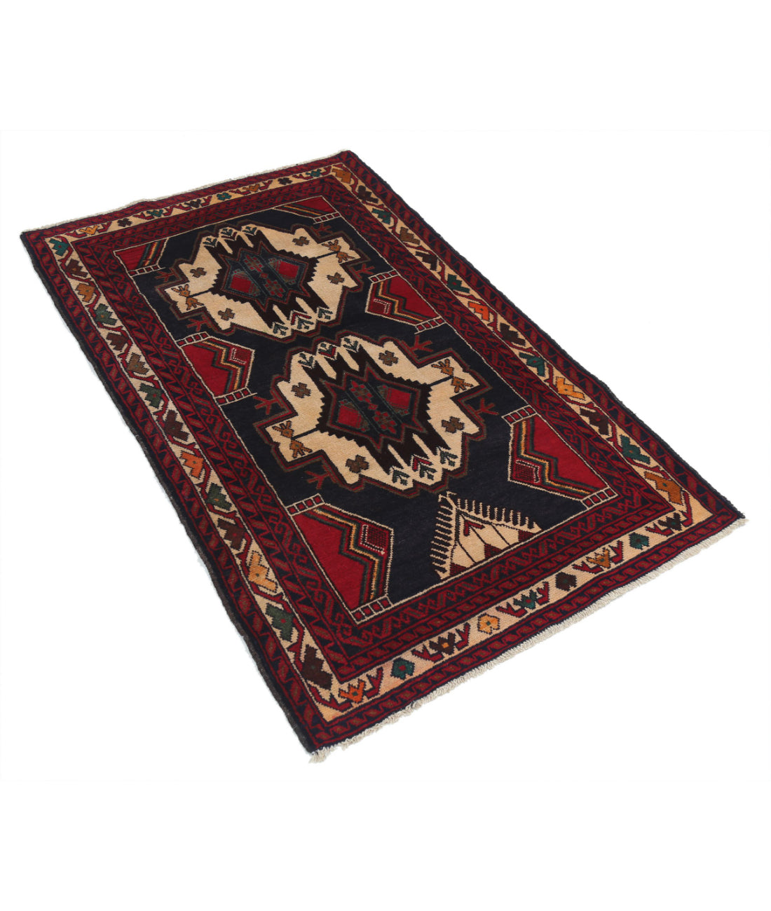 Baluch 3'0'' X 4'6'' Hand-Knotted Wool Rug 3'0'' x 4'6'' (90 X 135) / Red / N/A