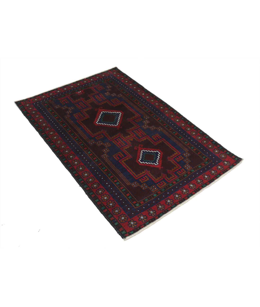 Baluch 3'0'' X 4'5'' Hand-Knotted Wool Rug 3'0'' x 4'5'' (90 X 133) / Red / N/A