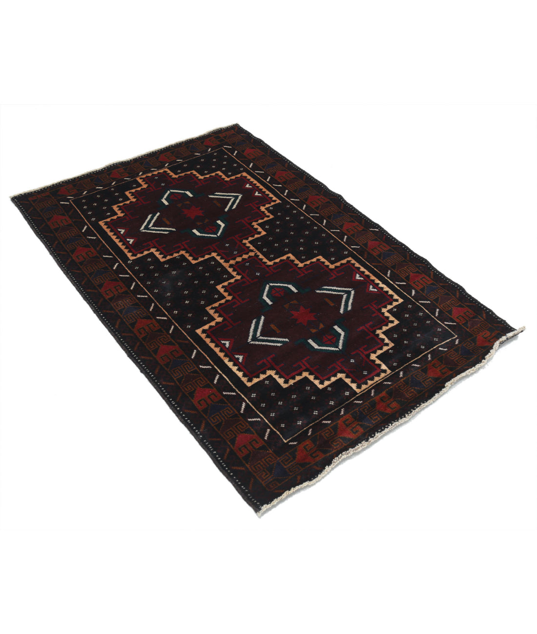 Baluch 3'2'' X 4'9'' Hand-Knotted Wool Rug 3'2'' x 4'9'' (95 X 143) / Red / N/A