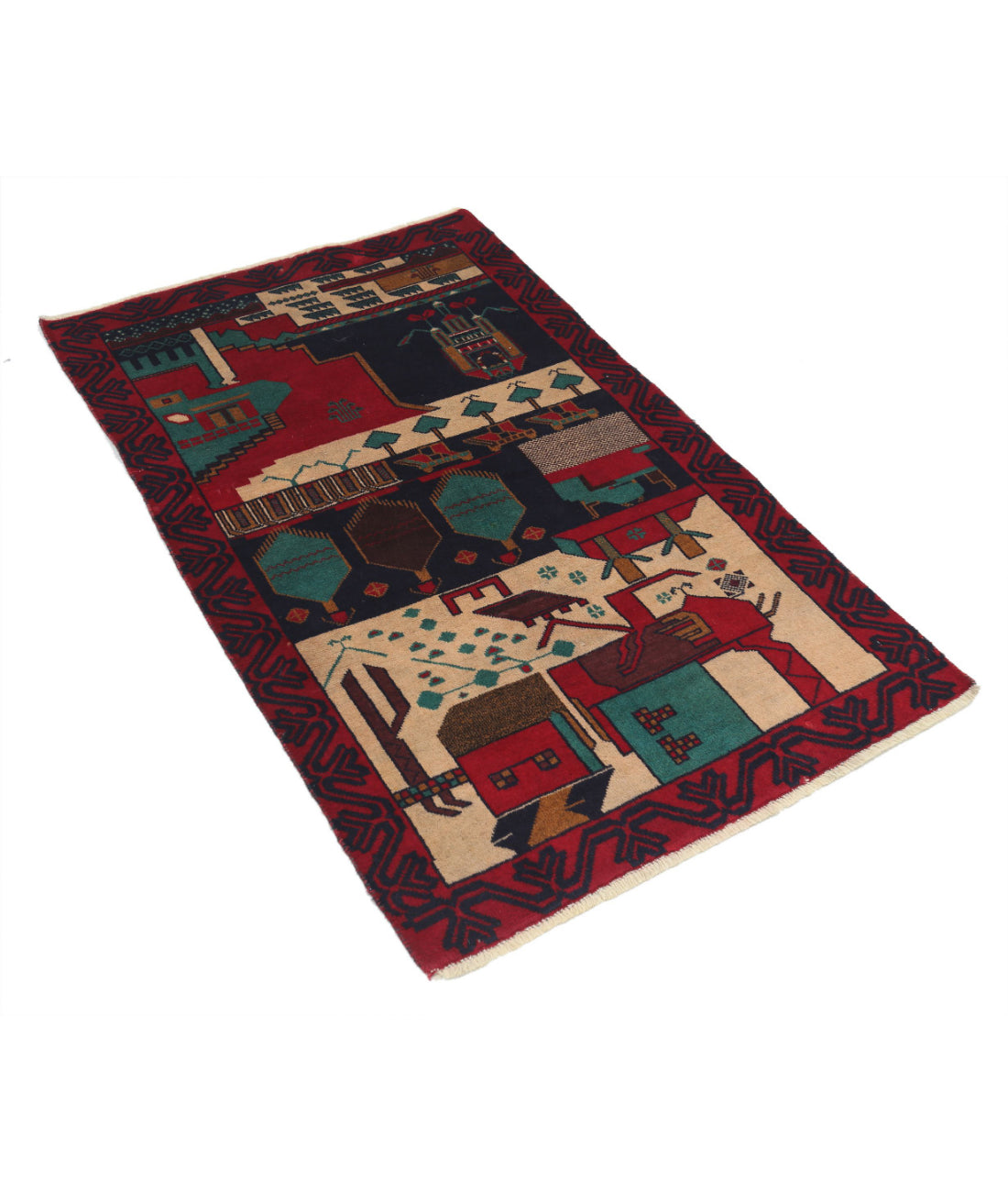 Baluch 2'8'' X 4'4'' Hand-Knotted Wool Rug 2'8'' x 4'4'' (80 X 130) / Red / N/A