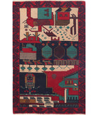 Baluch 2'8'' X 4'4'' Hand-Knotted Wool Rug 2'8'' x 4'4'' (80 X 130) / Red / N/A