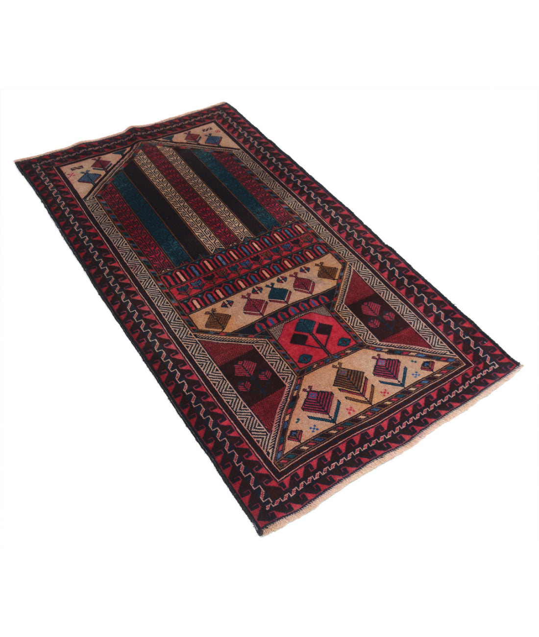 Baluch 2'10'' X 4'11'' Hand-Knotted Wool Rug 2'10'' x 4'11'' (85 X 148) / Red / N/A