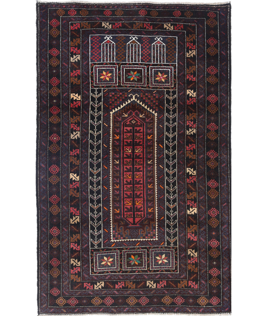 Baluch 2'11'' X 4'9'' Hand-Knotted Wool Rug 2'11'' x 4'9'' (88 X 143) / Red / N/A