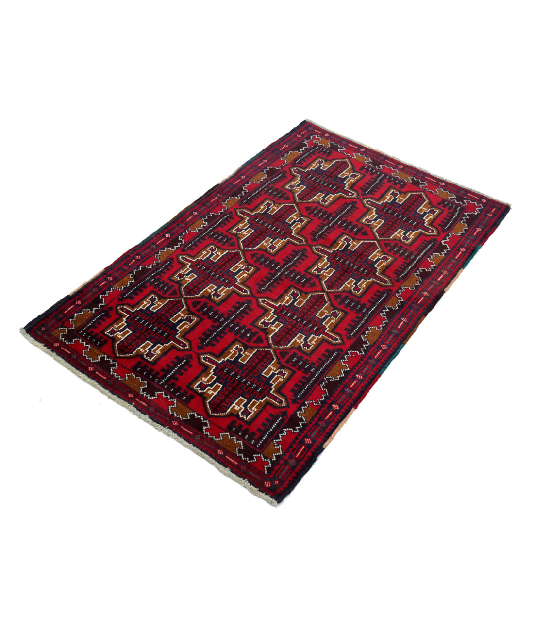 Baluch 2'9'' X 4'6'' Hand-Knotted Wool Rug 2'9'' x 4'6'' (83 X 135) / Red / N/A