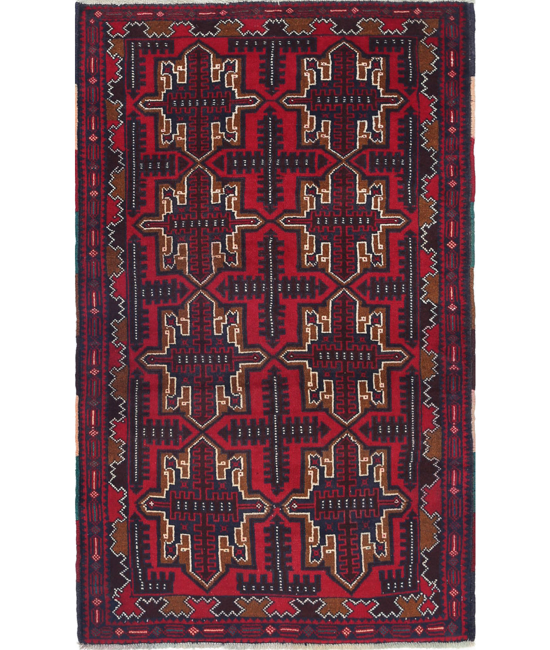 Baluch 2'9'' X 4'6'' Hand-Knotted Wool Rug 2'9'' x 4'6'' (83 X 135) / Red / N/A