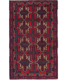 Baluch 2'9'' X 4'6'' Hand-Knotted Wool Rug 2'9'' x 4'6'' (83 X 135) / Red / N/A