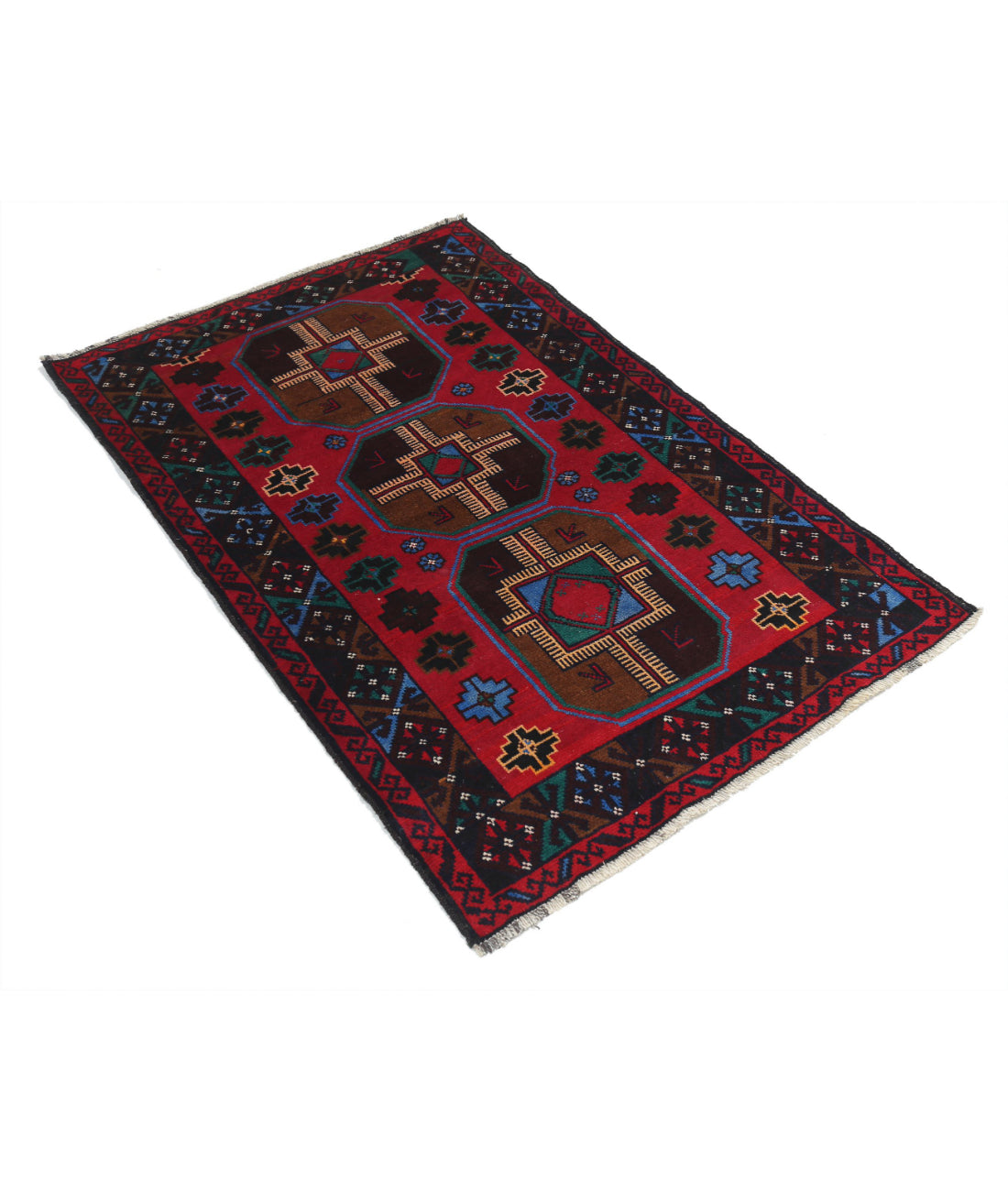 Baluch 2'10'' X 4'5'' Hand-Knotted Wool Rug 2'10'' x 4'5'' (85 X 133) / Red / N/A