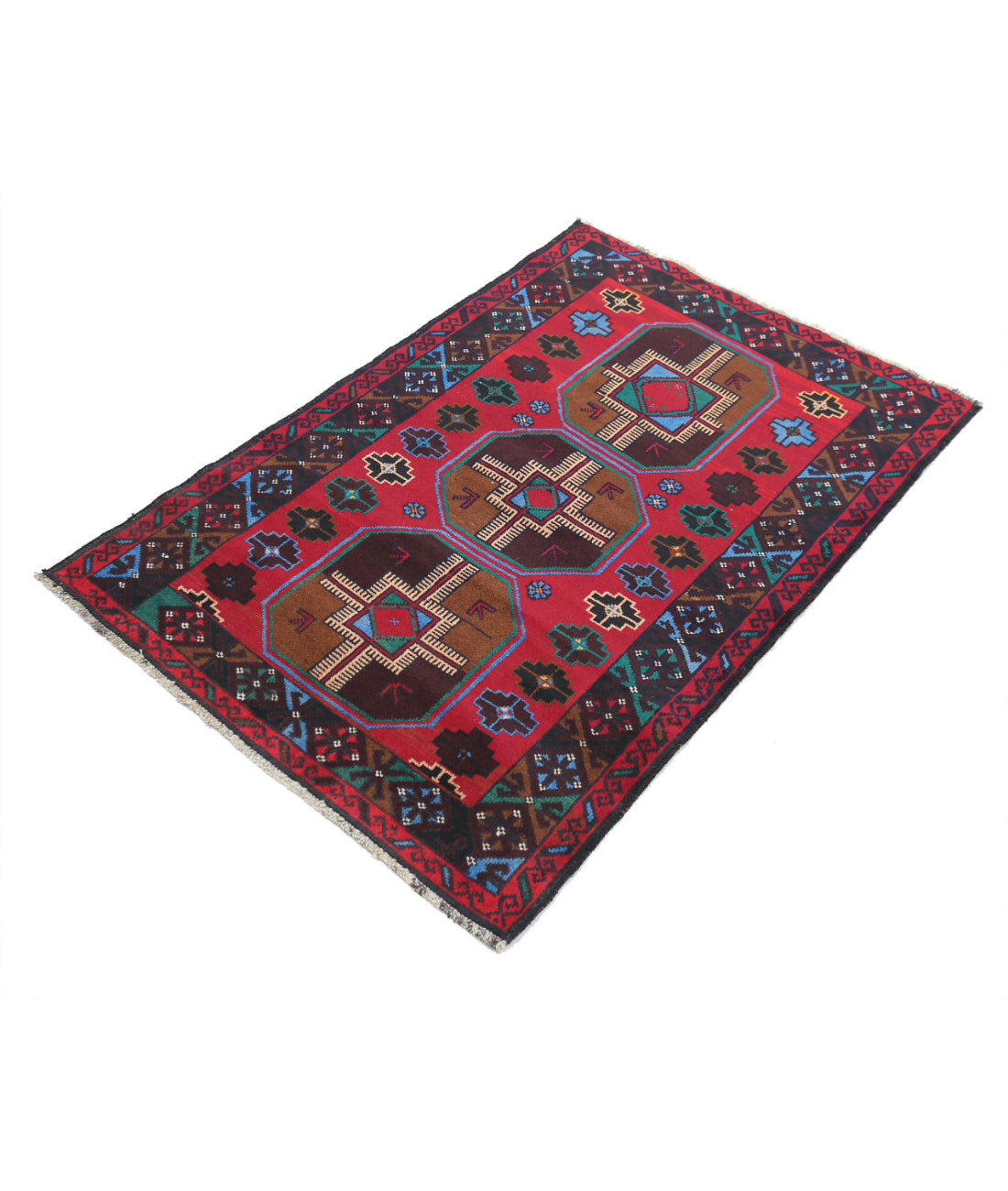 Baluch 2'10'' X 4'5'' Hand-Knotted Wool Rug 2'10'' x 4'5'' (85 X 133) / Red / N/A