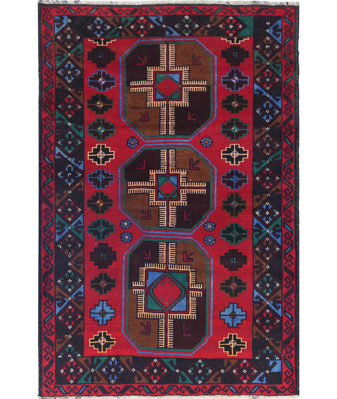 Baluch 2'10'' X 4'5'' Hand-Knotted Wool Rug 2'10'' x 4'5'' (85 X 133) / Red / N/A