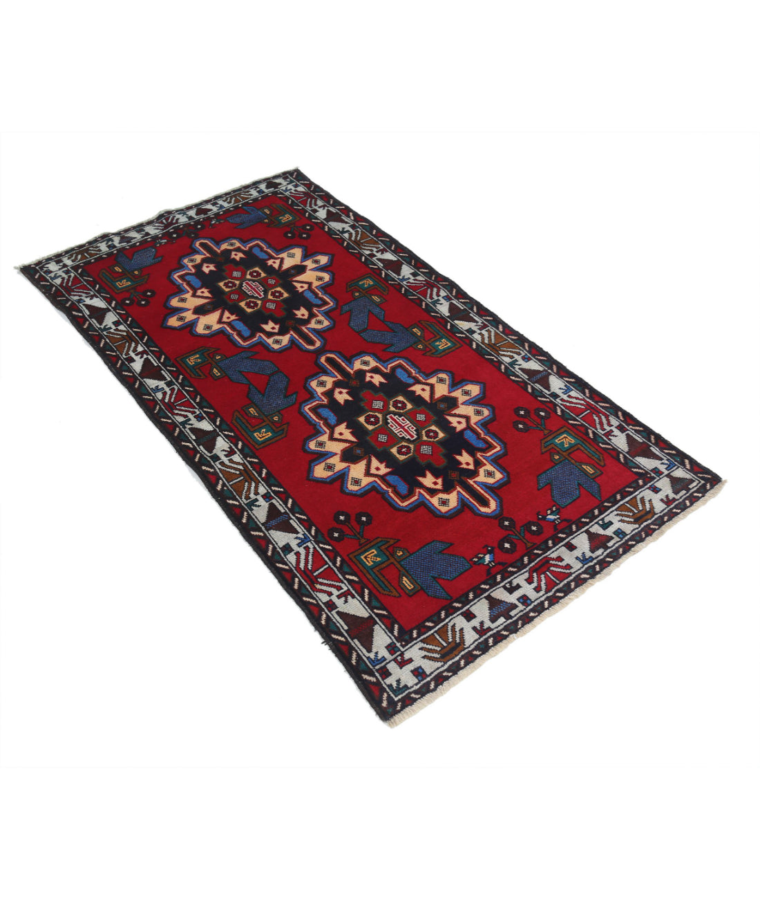 Baluch 2'9'' X 4'11'' Hand-Knotted Wool Rug 2'9'' x 4'11'' (83 X 148) / Red / N/A