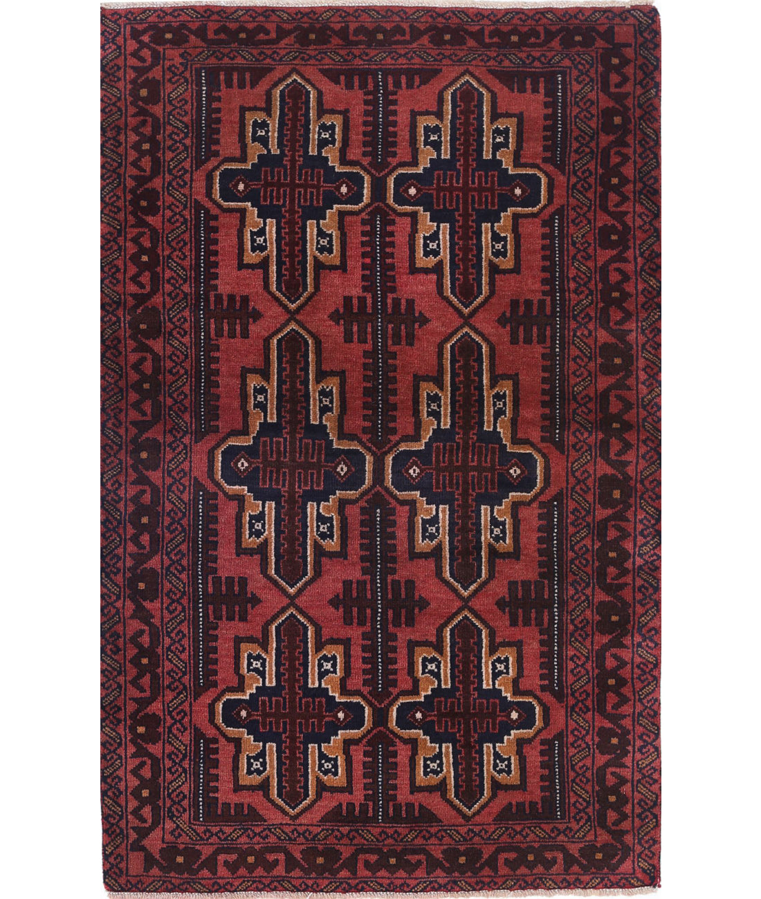 Baluch 2'9'' X 4'6'' Hand-Knotted Wool Rug 2'9'' x 4'6'' (83 X 135) / Red / N/A