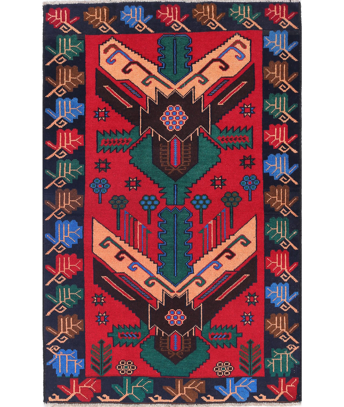 Baluch 2'9'' X 4'5'' Hand-Knotted Wool Rug 2'9'' x 4'5'' (83 X 133) / Red / N/A