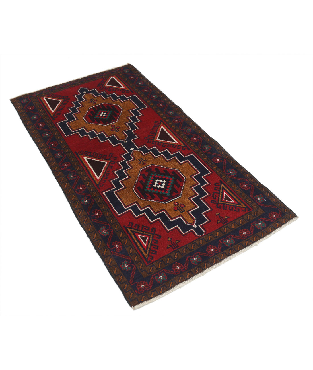 Baluch 2'8'' X 5'0'' Hand-Knotted Wool Rug 2'8'' x 5'0'' (80 X 150) / Red / N/A