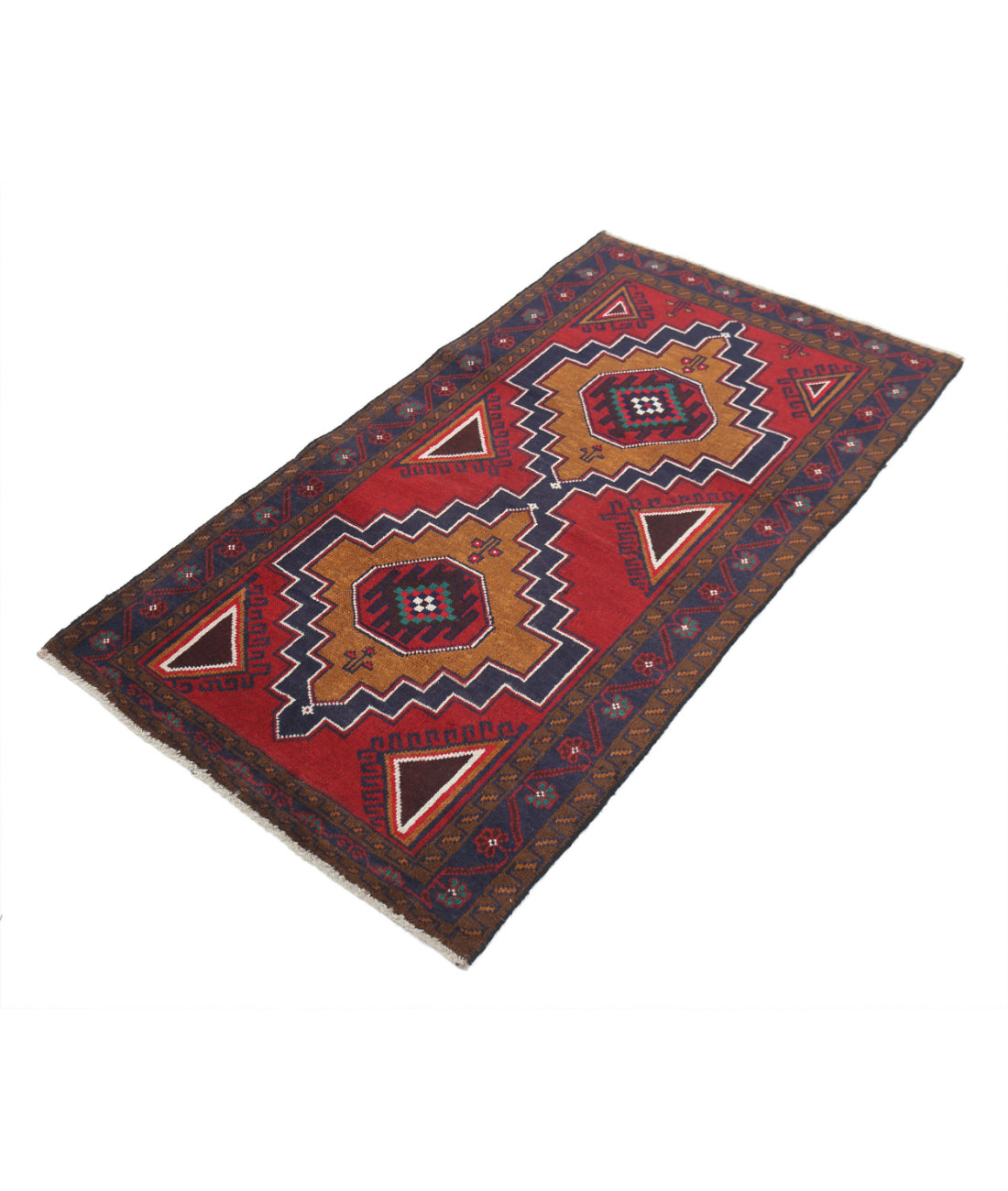 Baluch 2'8'' X 5'0'' Hand-Knotted Wool Rug 2'8'' x 5'0'' (80 X 150) / Red / N/A