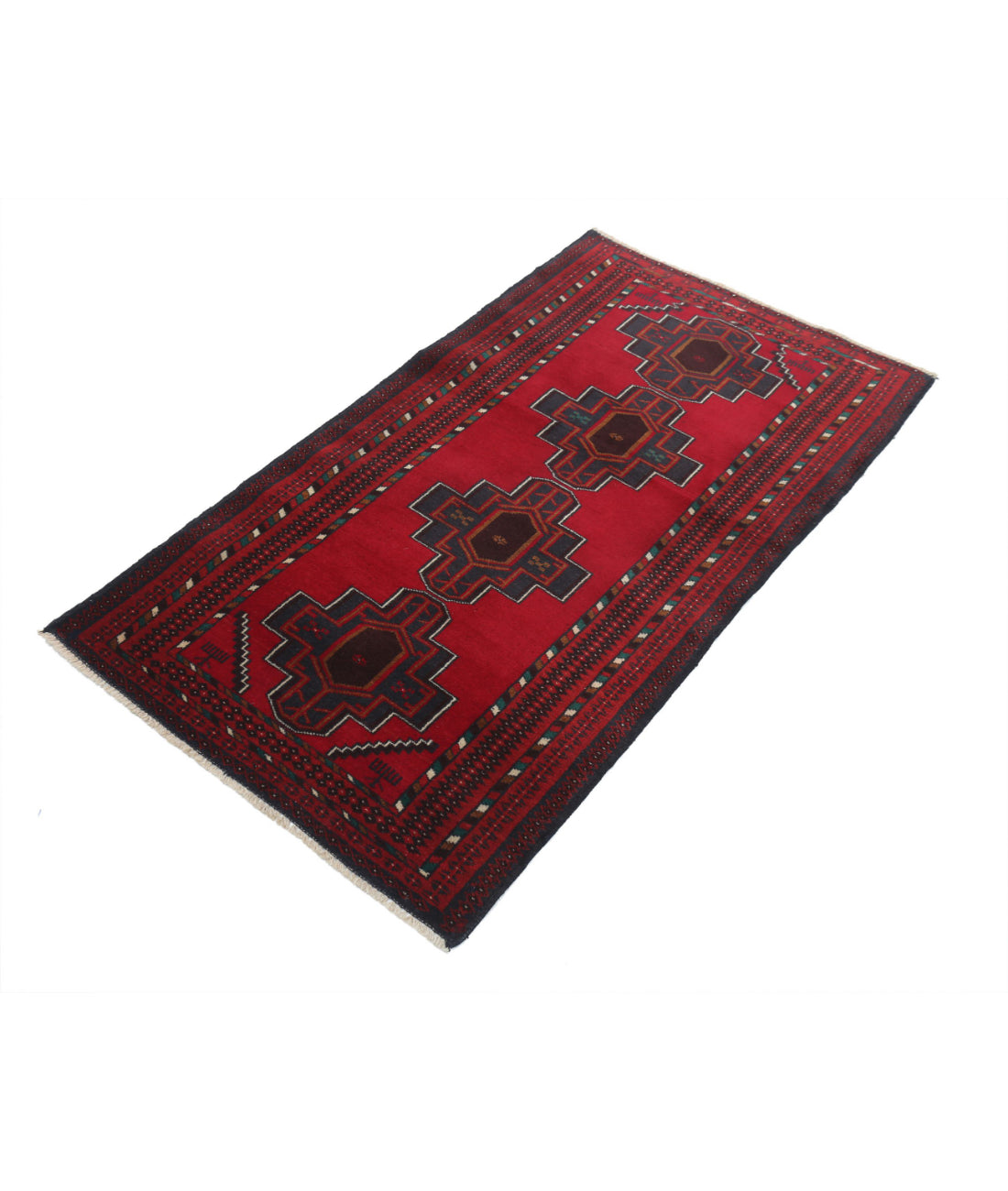 Baluch 2'8'' X 4'10'' Hand-Knotted Wool Rug 2'8'' x 4'10'' (80 X 145) / Red / N/A