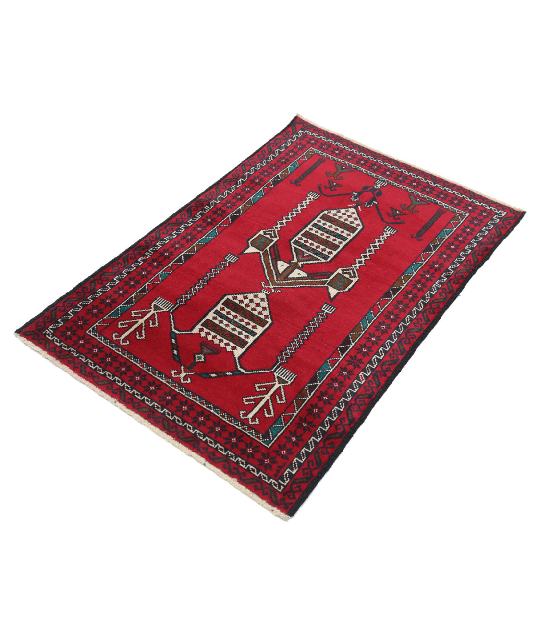 Baluch 2'8'' X 4'1'' Hand-Knotted Wool Rug 2'8'' x 4'1'' (80 X 123) / Red / N/A