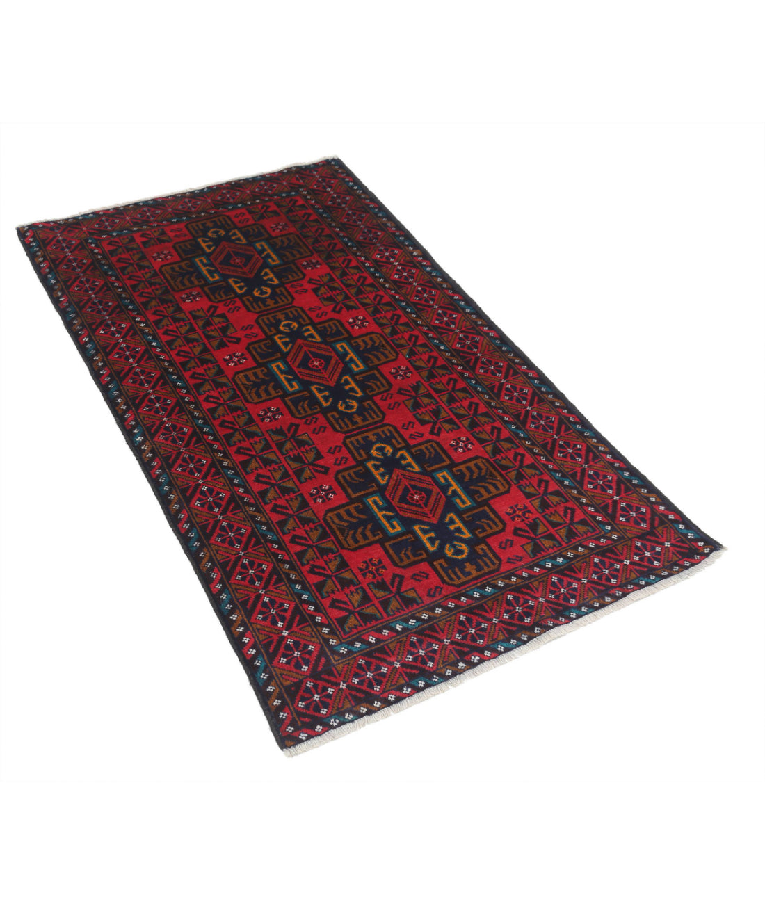 Baluch 2'8'' X 4'8'' Hand-Knotted Wool Rug 2'8'' x 4'8'' (80 X 140) / Red / N/A