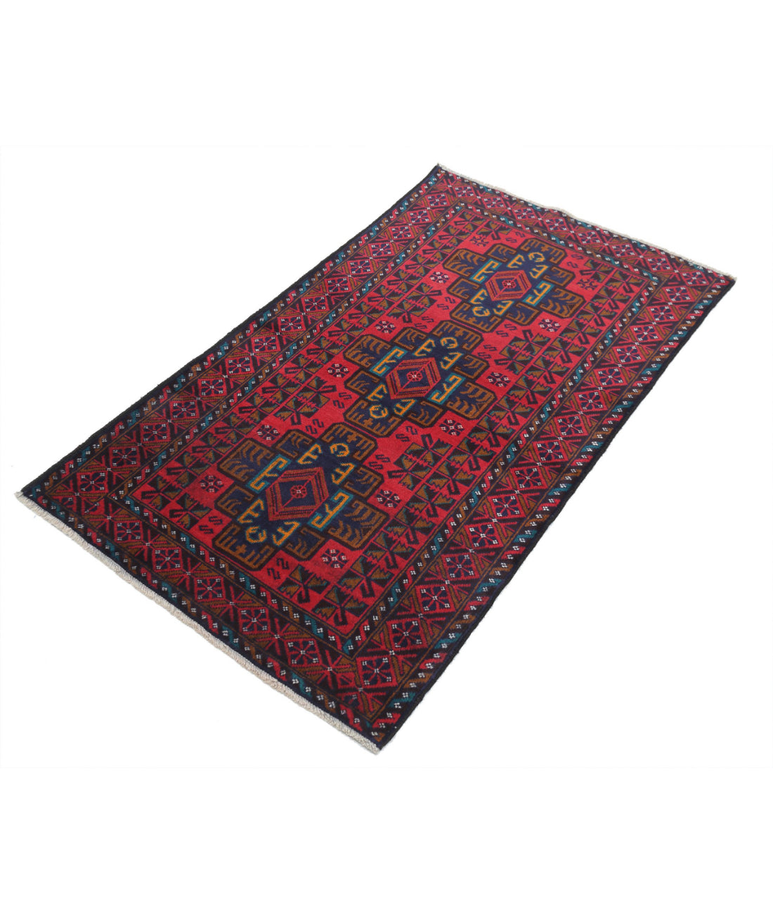 Baluch 2'8'' X 4'8'' Hand-Knotted Wool Rug 2'8'' x 4'8'' (80 X 140) / Red / N/A