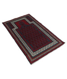 Baluch 2'11'' X 4'8'' Hand-Knotted Wool Rug 2'11'' x 4'8'' (88 X 140) / Red / N/A